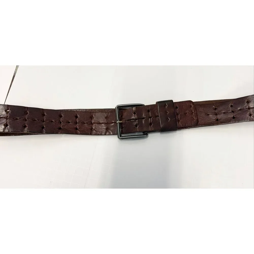 Brown Leather Perforated a belt unisex 39” Long